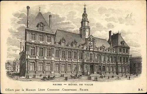 Künstler Ak Reims Marne, Hôtel de Ville