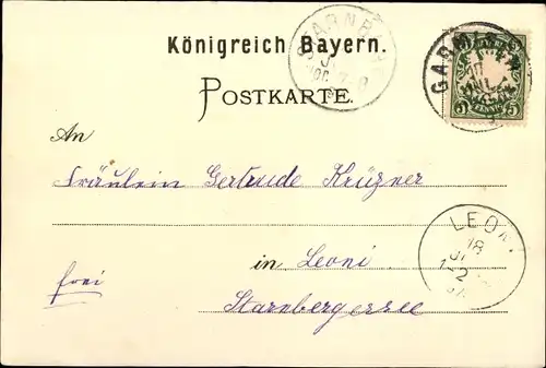 Litho Garmisch Partenkirchen in Oberbayern, Ortsansicht, Landhaus am Riefersee, Talpartie, Ruderboot