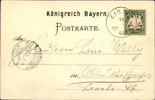 Litho Eibsee Garmisch Partenkirchen in Oberbayern, Ludwigsinsel, Felixsteg, Frillensee, Uferpartien