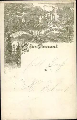 Litho Schmausenbuck Nürnberg Bayern, Luftkurort, Häuser, Hirschkopf, Wegweiser, Aussichtstturm