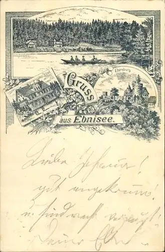 Litho Ebnisee Kaisersbach Baden Württemberg, Uferpartie, Ruderboot, Hôtel, Ebersburg