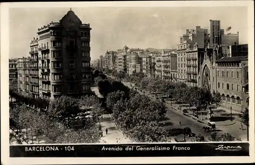 Ak Barcelona Katalonien, Avenida del Generalisimo Franco