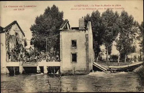 Ak Lunéville Lothringen Meurthe et Moselle, Pont du Moulin de platre