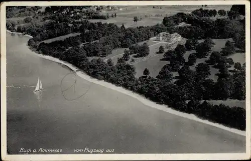 Ak Buch am Ammersee Inning Oberbayern, Fliegerbild vom Ort