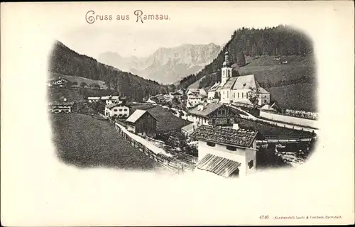 Ak Ramsau im Berchtesgadener Land Oberbayern, Panorama mit Kirche