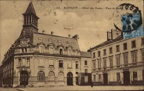 Ak Alencon Orne, Hôtel des Postes, Place du Palais