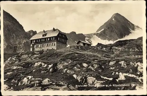 Ak Salzburg, Krefelder Hütte, Blick gegen das Kitzsteinhorn