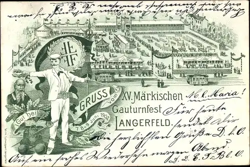 Litho Langerfeld Wuppertal, XV. Märkisches Gauturnfest 1902, Festplatz