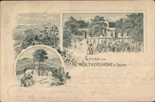 Litho Geyer im Erzgebirge Sachsen, Waltershöhe, König Albert Plateau