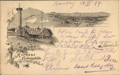 Litho Rückersdorf Mittelfranken, Kurhaus Ludwigshöhe, Lauf