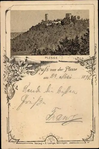 Litho Eddigehausen Bovenden Landkreis Göttingen, Plesse, Burg