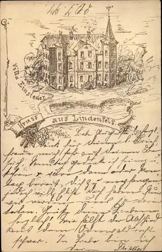 Litho Lindenfels im Odenwald Hessen, Villa Einsiedel