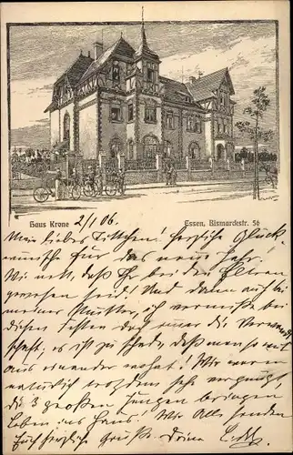 Litho Essen im Ruhrgebiet, Haus Krone, Bismarckstraße 56