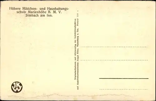 Ak Simbach am Inn in Niederbayern, Englisches Institut Marienhöhe, St. Josephsklause