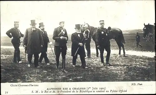 Ak König Alfons XIII. von Spanien, Alphonse XIII à Chalons, 1er Juin 1905