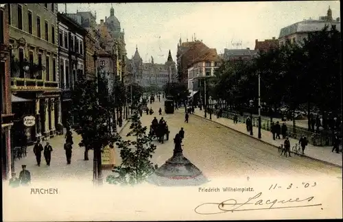 Ak Aachen in Nordrhein Westfalen, Friedrich Wilhelm Platz, Kaiser Café, Passanten, Straßenverkehr