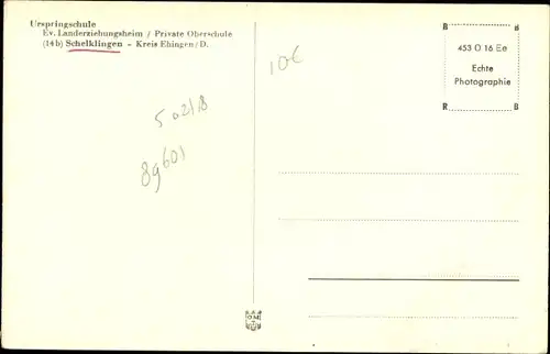 Ak Schelklingen in Baden Württemberg, Ev. Landeserziehungsheim, private Oberschule