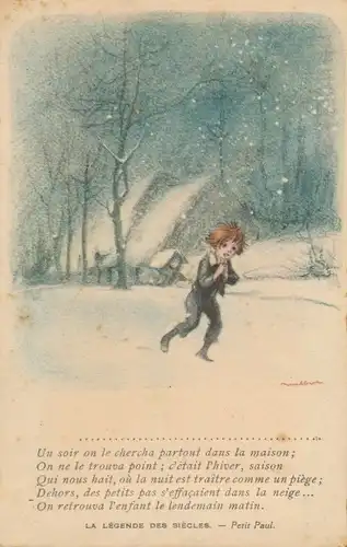 Künstler Ak Poulbot, Francisque, Kind im Winter, La Légende des Siècles, Petit Paul