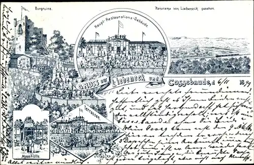 Litho Dresden West Cossebaude, Liebeneck, Haupt Restauration, Burgruine, Mooshütte