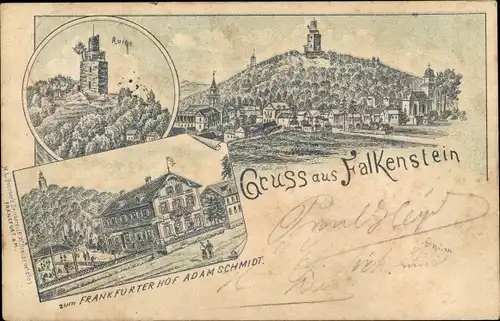 Litho Falkenstein Königstein im Taunus, Zum Frankfurter Hof, Ruine