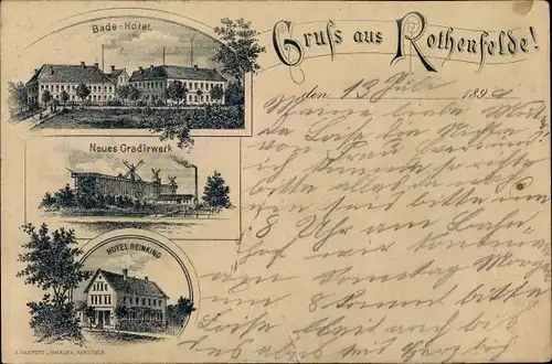 Litho Bad Rothenfelde am Teutoburger Wald, Badehotel, Neues Gradierwerk, Hotel Reinking
