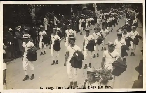 Foto Ak Sankt Gallen Stadt Schweiz, 57. Eidg. Turnfest 1922, Turner, Festumzug