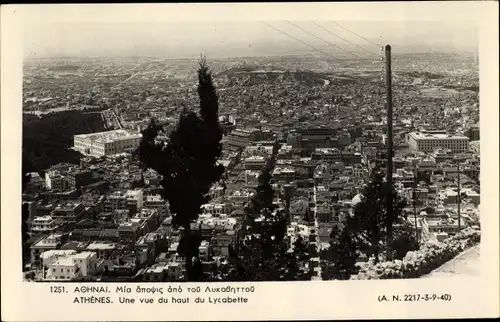 Ak Athen Griechenland, Blick von Lycabette über die Dächer der Stadt