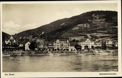 Ak Assmannshausen Rüdesheim am Rhein, Am Rhein