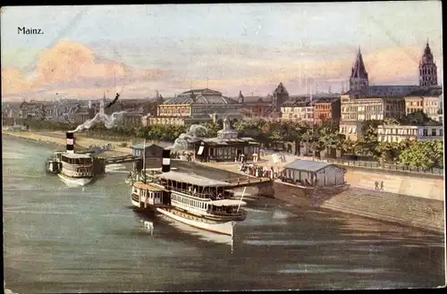 Ak Mainz in Rheinland Pfalz, Schiffsbrücke