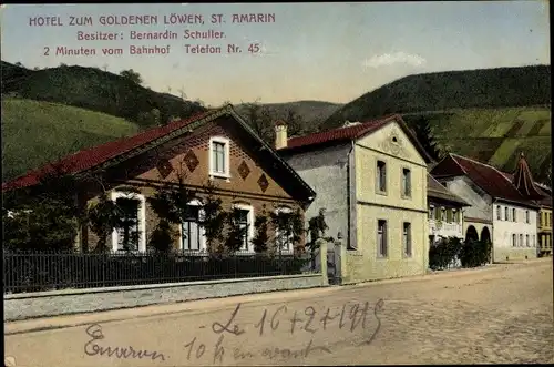 Ak Saint Amarin Sankt Amarin Elsass Haut Rhin, Hotel Zum Goldenen Löwen