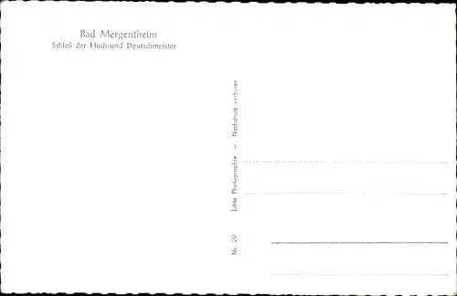 Ak Bad Mergentheim in Tauberfranken, Schloss der Hoch- und Deutschmeister