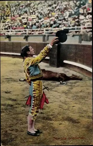 Ak Bombita brindando, Matador, Torero