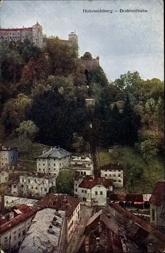 Ak Salzburg in Österreich, Hohensalzburg, Drahtseilbahn