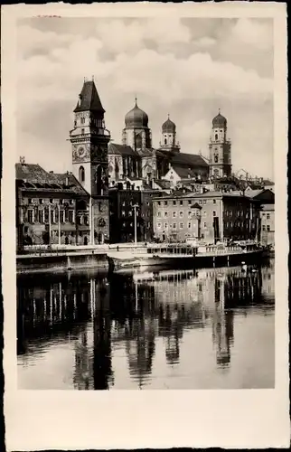 Ak Passau in Niederbayern, Rathausplatz mit Donaudampfer