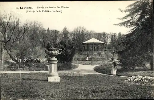 Ak Le Mans Sarthe, Entrée du Jardin des Plantes