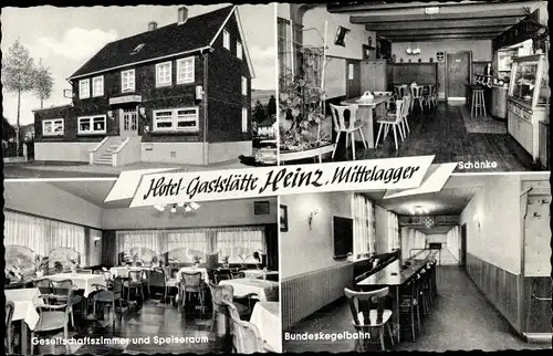 Ak Mittelagger Reichshof Nordrhein Westfalen, Gaststätte Heinz, Innenräume, Kegelbahn