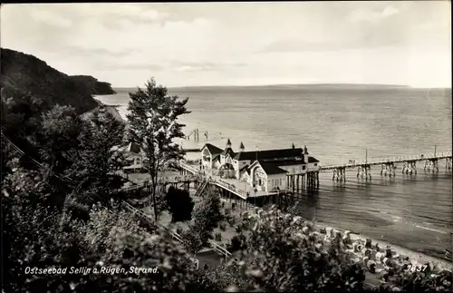 Ak Ostseebad Sellin auf Rügen, Blick auf den Strand