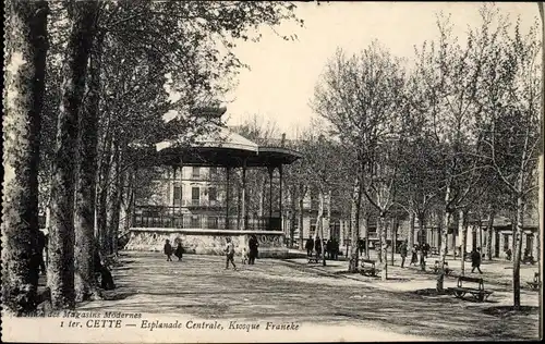 Ak Sète Cette Hérault, Esplanade Centrale, Kiosque Franeke