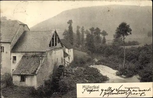 Ak Müllerthal Waldbillig Luxemburg, Blick auf die Vogelsmühle