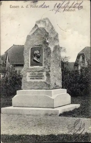 Ak Essen im Ruhrgebiet, Krupp Denkmal in Altenhof