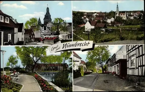 Ak Nümbrecht im Oberbergischen Kreis, Stadtpartie, Panorama vom Ort, Parkpartie, Straßenpartie