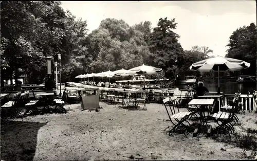 Ak Neue Mühle Königs Wusterhausen in Brandenburg, HOG Neue Mühle, Gartenpartie am Wasser