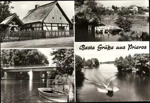 Ak Prieros Heidesee in der Mark, Heimatmuseum, an der Brücke, Am Langen See