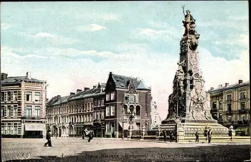 Ak Antwerpen Anvers Flandern, Place Marnix, Monument