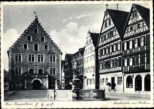 Ak Bad Mergentheim in Tauberfranken, Marktplatz, Rathaus, Milchlingsbrunnen, Engel Apotheke