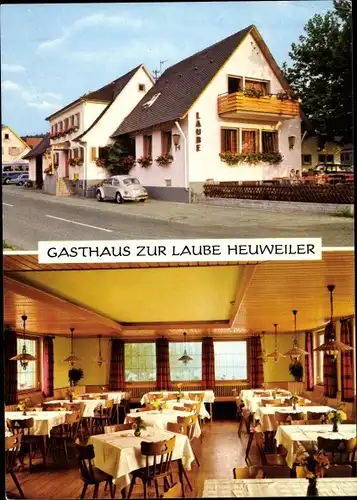 Ak Heuweiler im Breisgau, Gasthaus Zur Laube, Gastraum, Straßenseite