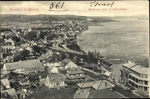 Ak Chicoutimi Québec Kanada, Blick über den Ort