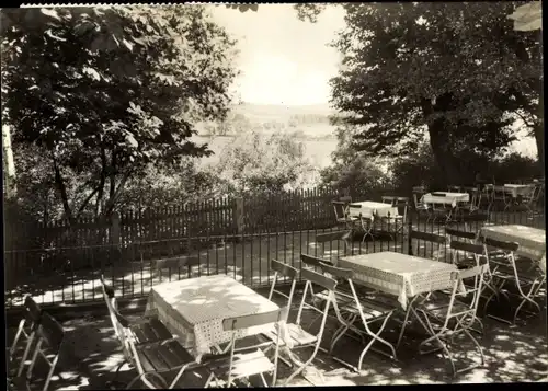 Ak Gößnitz in Thüringen, Terrasse des Bergrestaurants Wartburg