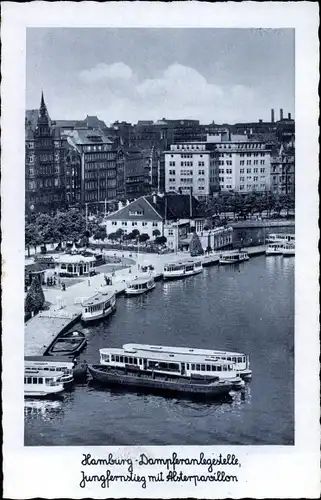 Ak Hamburg, Dampferanlegestelle, Jungfernstieg mit Alsterpavillon