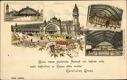 Litho Köln am Rhein, Hauptbahnhof, Innenansicht